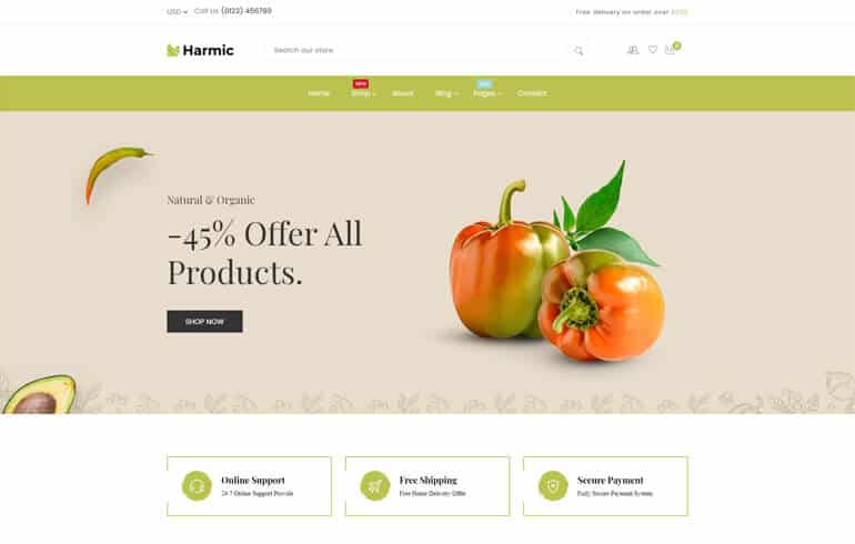 Harmic – Organic Food Shopify Theme