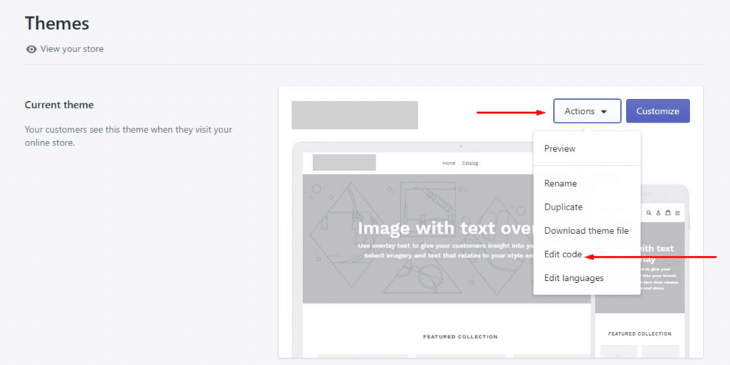 Navigate edit code from the action