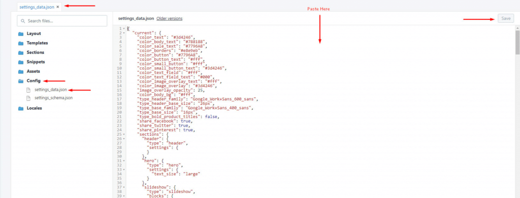 Edit code and clikc on the save button