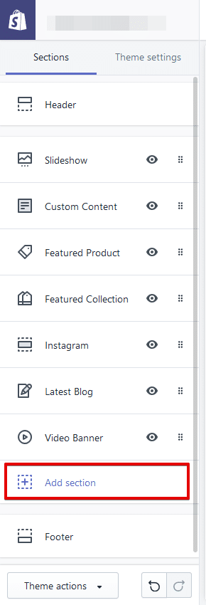 shopify section