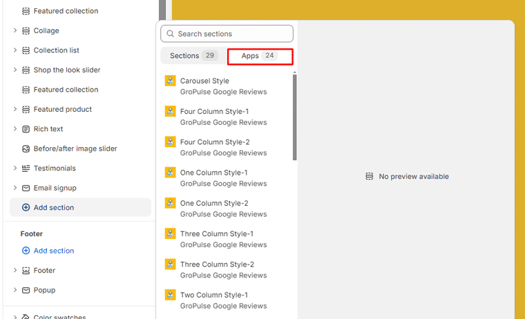 App's section