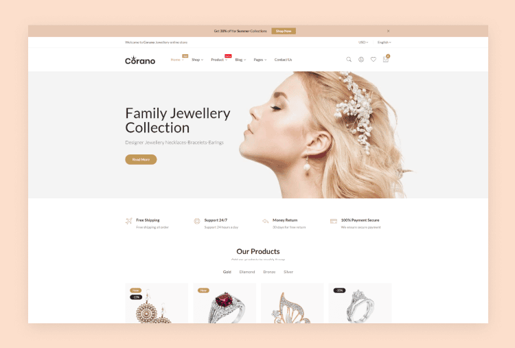 Corano - Jewelry Store Shopify Theme