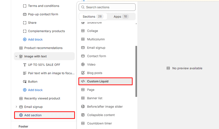 Add Custom Section