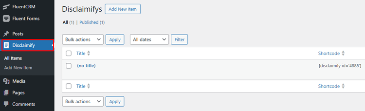 Disclaimify Menu