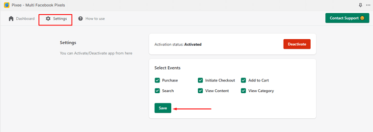Enable the events