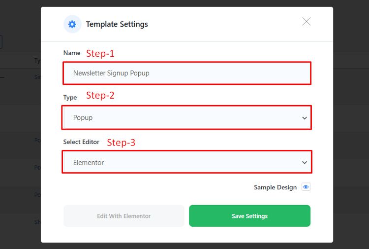 Configure the Template Settings
