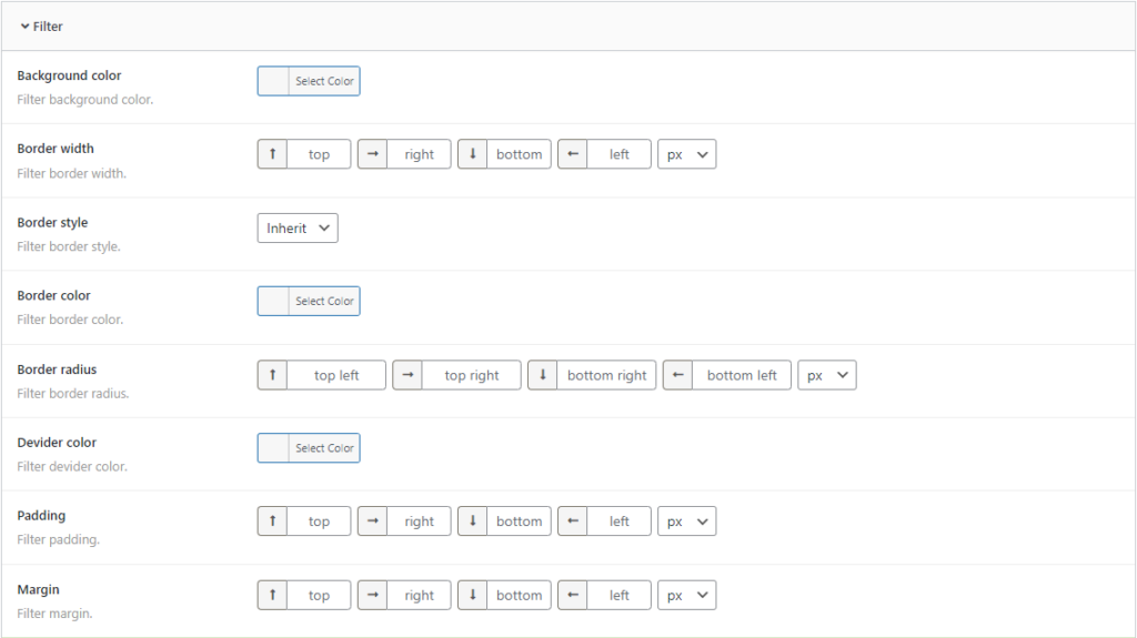 Table Filter Design