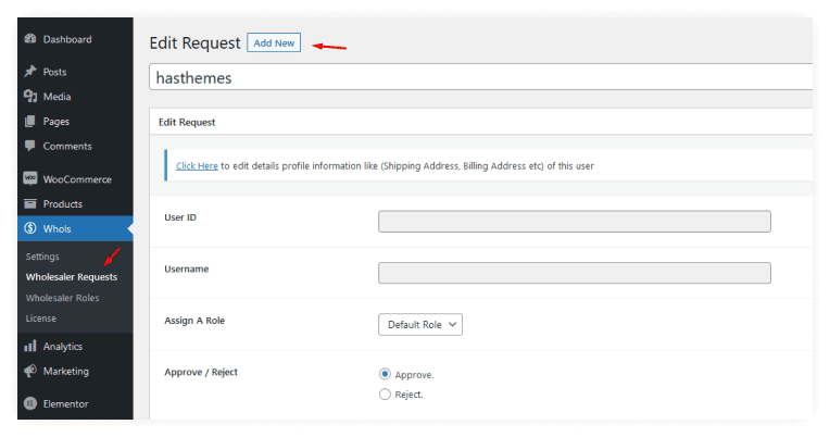 Go to the Wholesaler Request menu From Whols Settings 