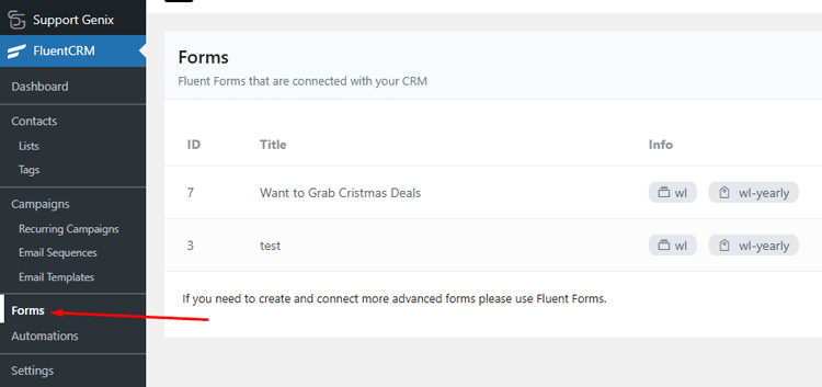 Navigate to Forms