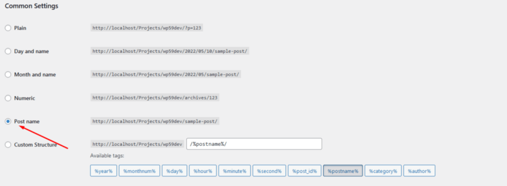 select post name