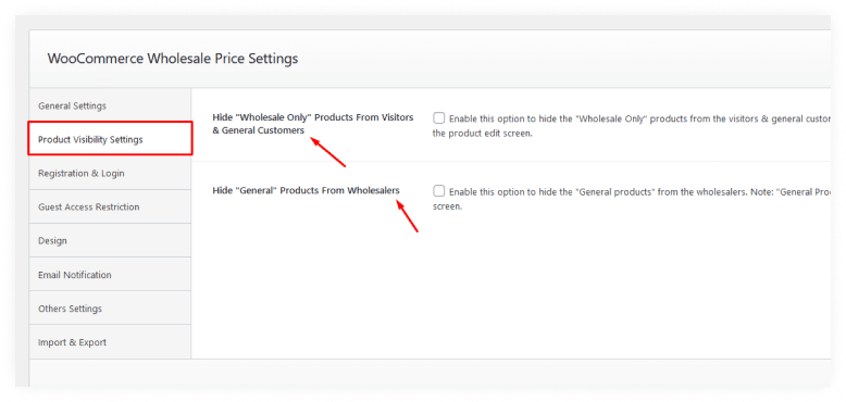 Product visibility