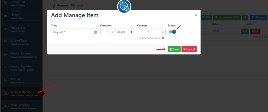 Add Manage Item