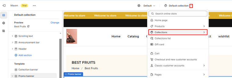 Select the Collection Page