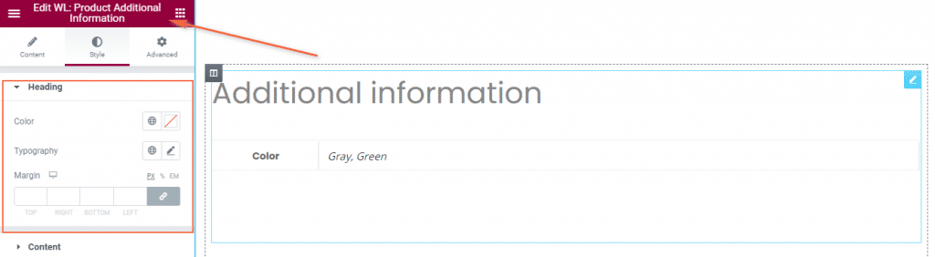 woolentor product additional information widgets