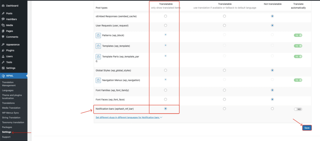 WPML Settings